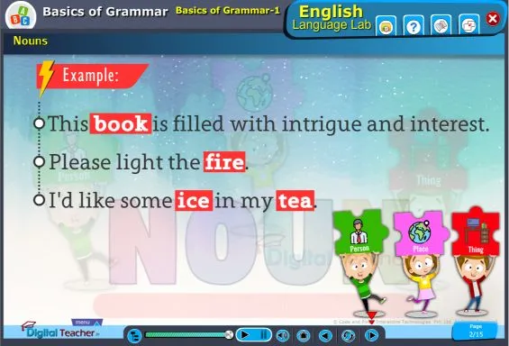 Nouns Example: This book is filled with intrigue and interest.